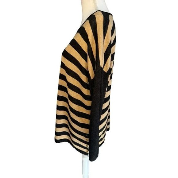 Dana Buchman Women’s XL Glittery Metallic Gold & Black‎ Striped Sweater - Picture 2 of 7